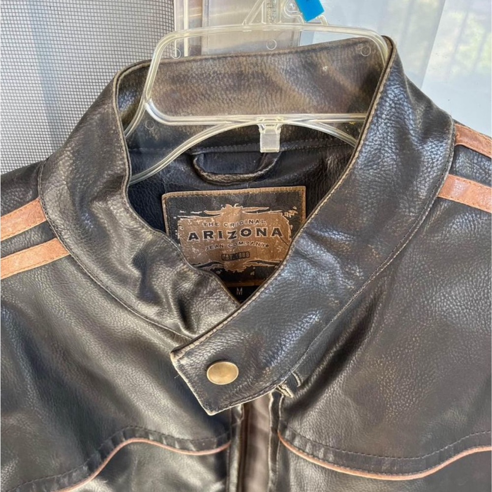 Vtg Arizona Jean Co Grunge Faux Leather Men's Racer Motorcycle Zip Jacket Sz M